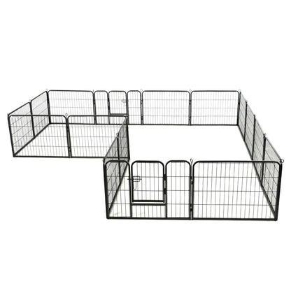 Hunde-Laufstall 16 Paneele Stahl 60x80 cm Schwarz