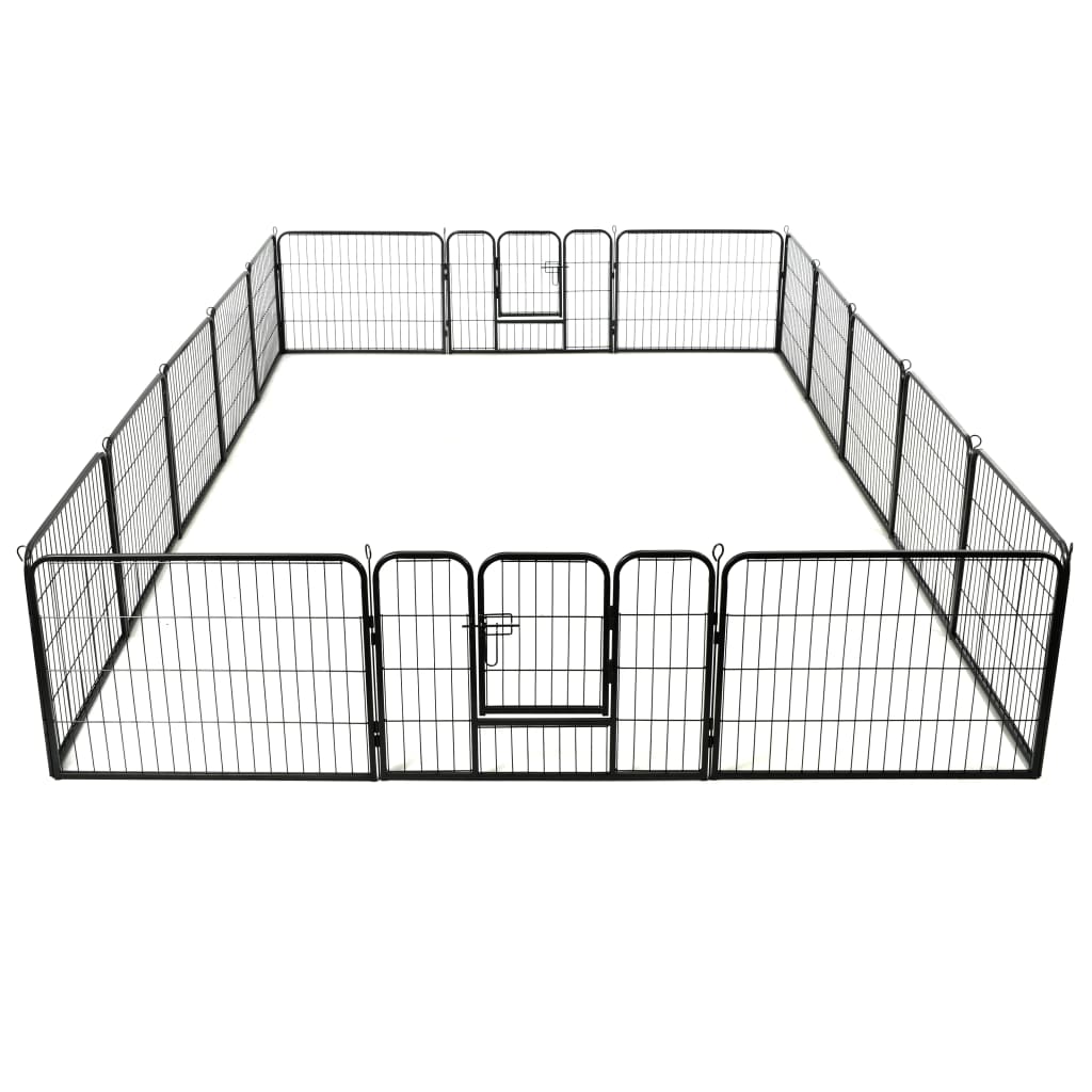 Hunde-Laufstall 16 Paneele Stahl 60x80 cm Schwarz