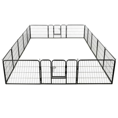 Hunde-Laufstall 16 Paneele Stahl 60x80 cm Schwarz