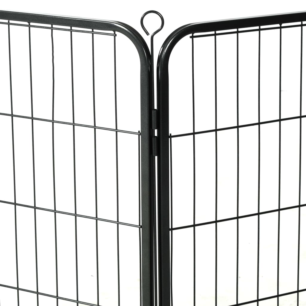 Hunde-Laufstall 16 Paneele Stahl 60x80 cm Schwarz