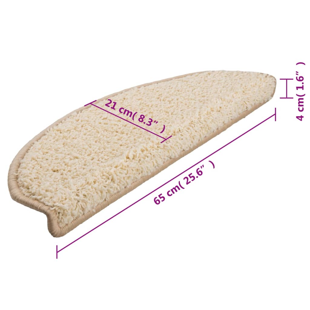 Stufenmatten 15 Stk. 65x21x4 cm Creme Halbrund Groß