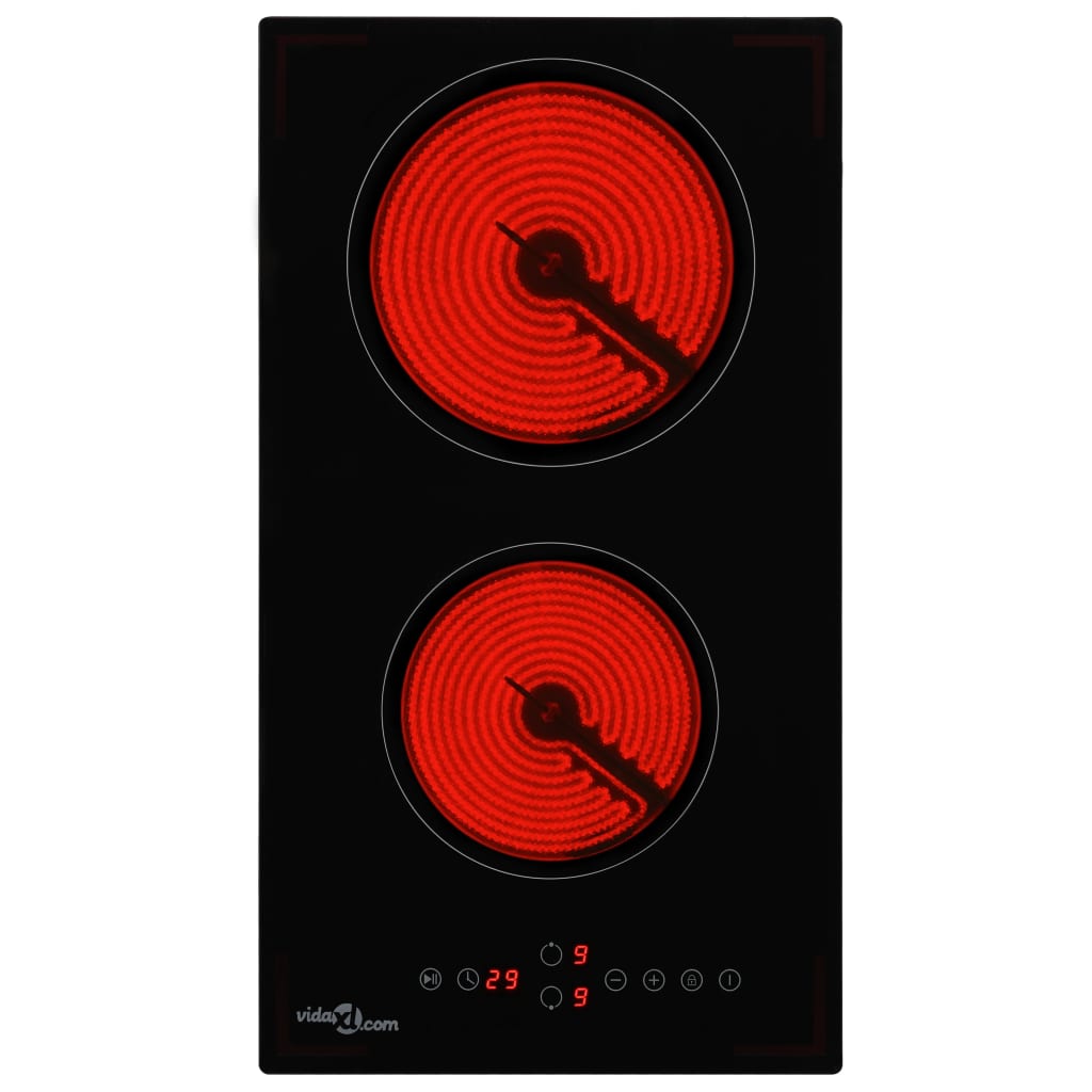 Glaskeramik-Kochfeld mit 2 Platten Touch Control 3000 W