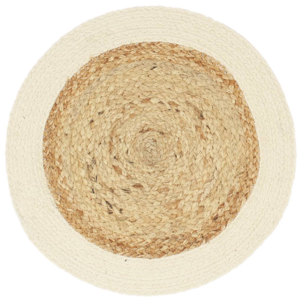 Tischsets 6 Stk. Natur 38 cm Rund Jute und Baumwolle