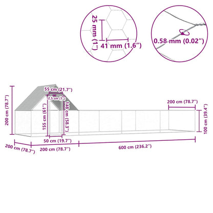 Hühnerstall 8x2x2 m Verzinkter Stahl