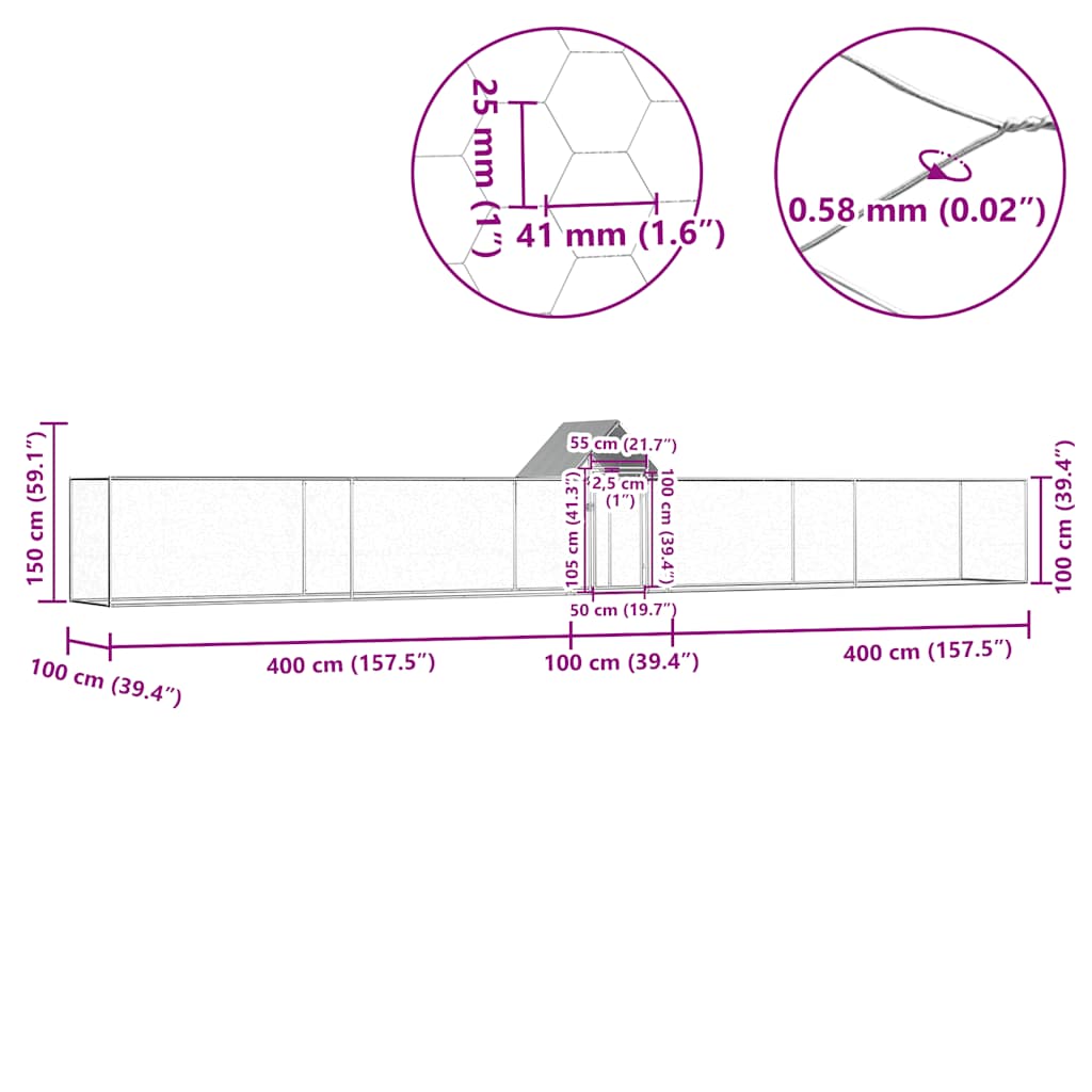 Hühnerstall 9x1x1,5 m Verzinkter Stahl