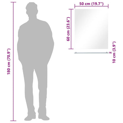 Wandspiegel mit Regal 50×60 cm Hartglas