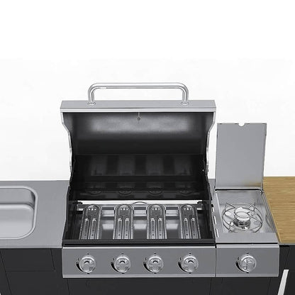 Gasgrill mit 4+1 Flammen Schwarz