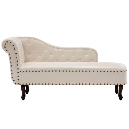 Chaiselongue Creme Kunstleder Weiß