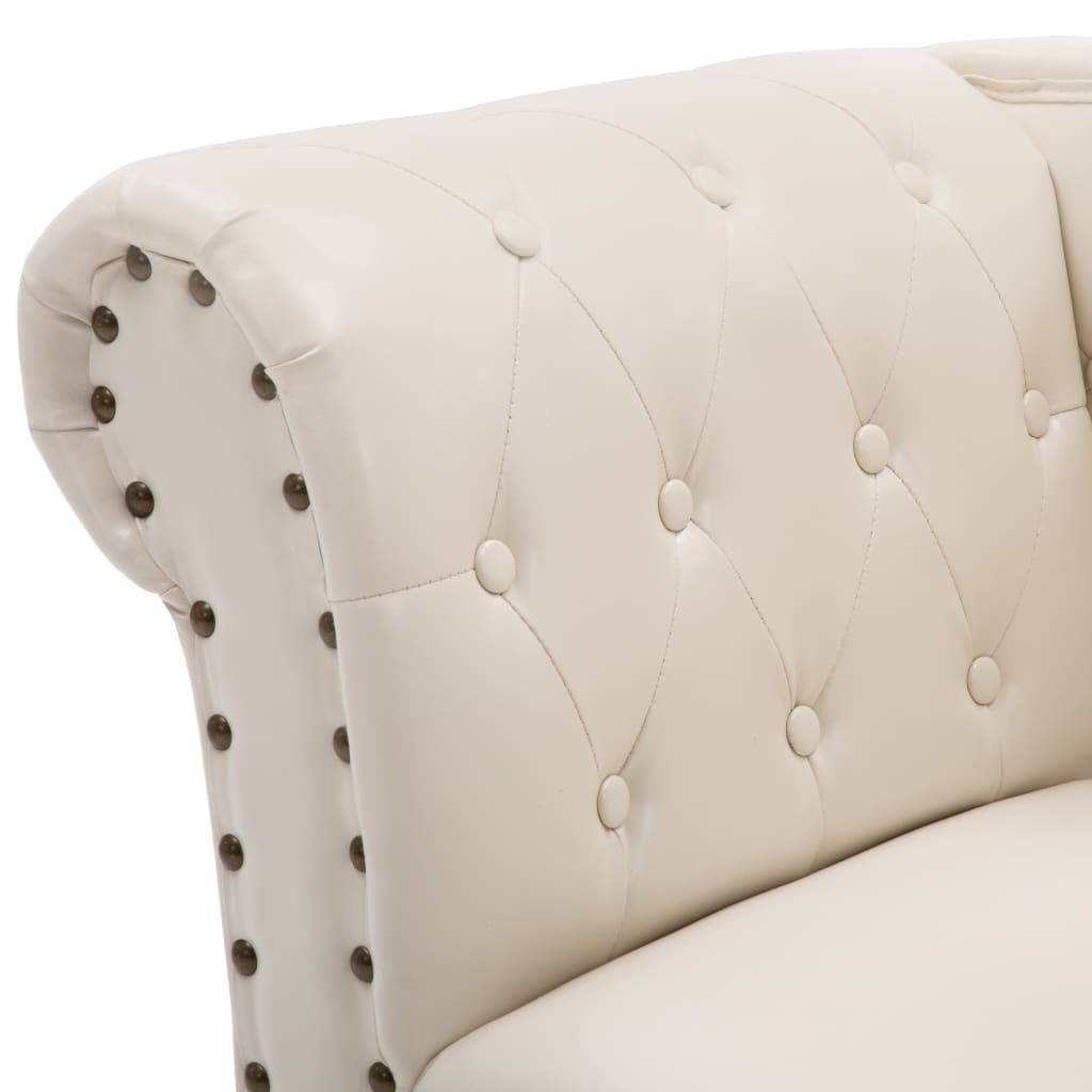 Chaiselongue Creme Kunstleder Weiß