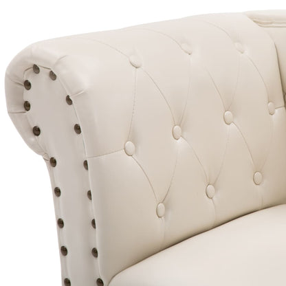 Chaiselongue Creme Kunstleder Weiß