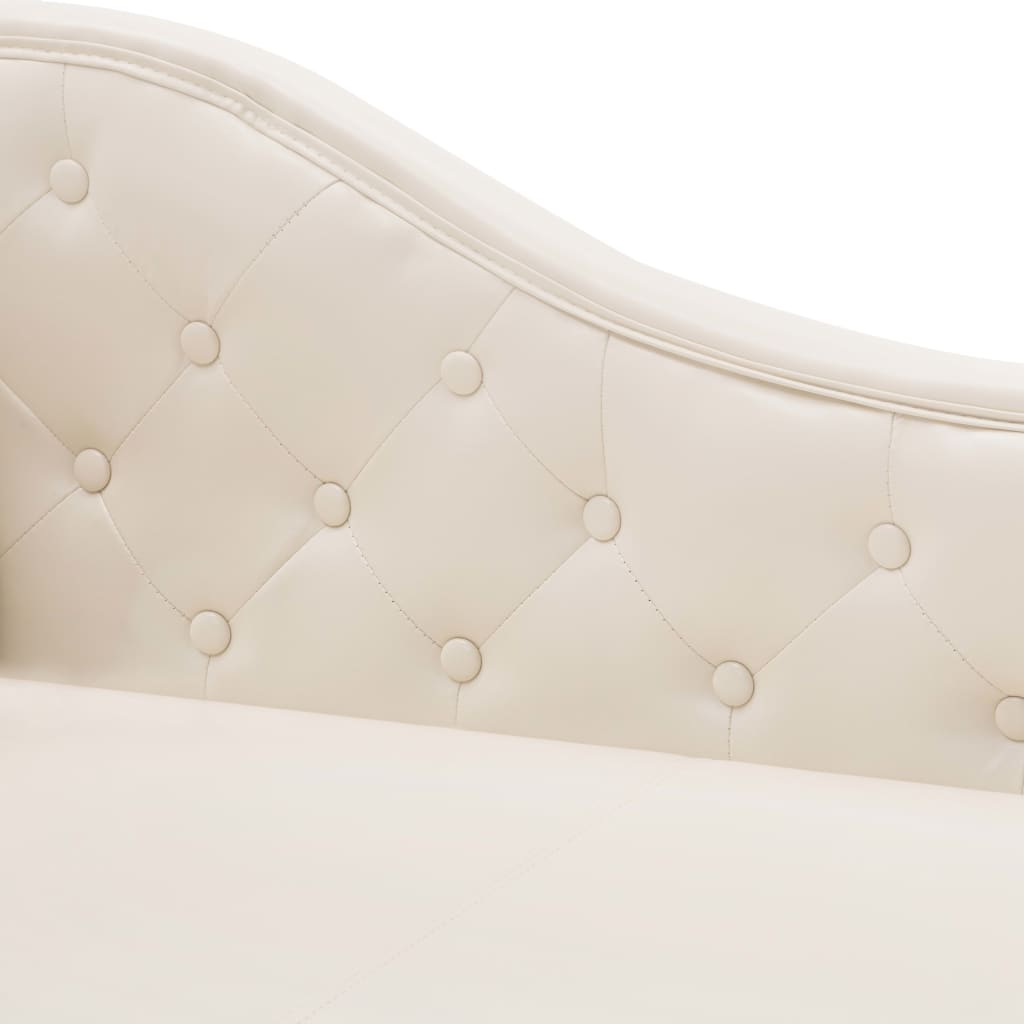 Chaiselongue Creme Kunstleder Weiß
