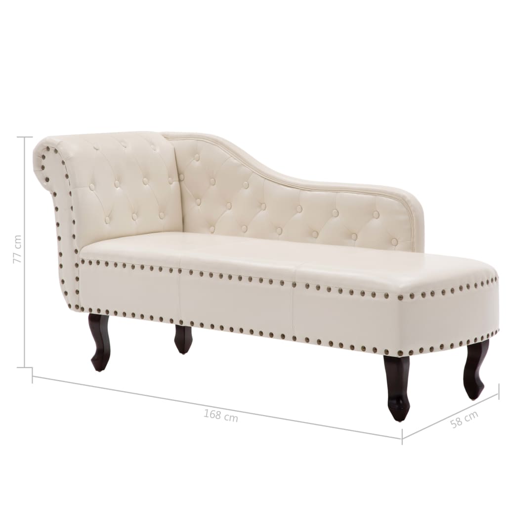 Chaiselongue Creme Kunstleder Weiß