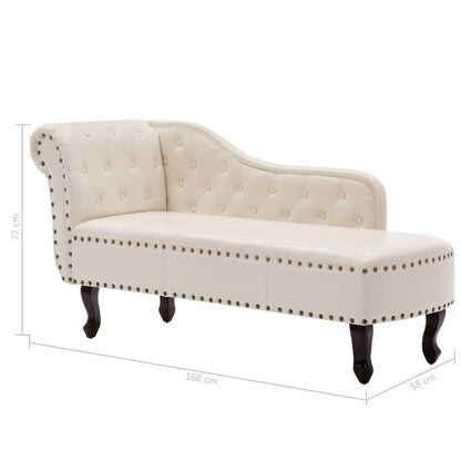 Chaiselongue Creme Kunstleder Weiß
