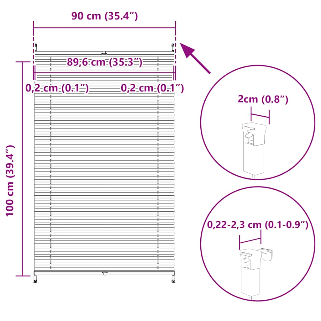 Verdunklungsplissee 90×100 cm Weiß