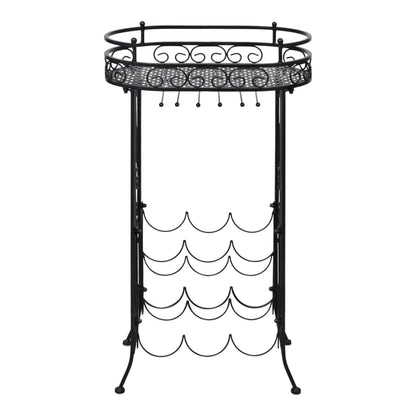 Weinregal für 9 Flaschen mit Stielglashalter Metall