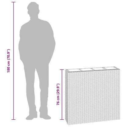 Garten-Hochbeet mit 4 Töpfen Poly Rattan Braun