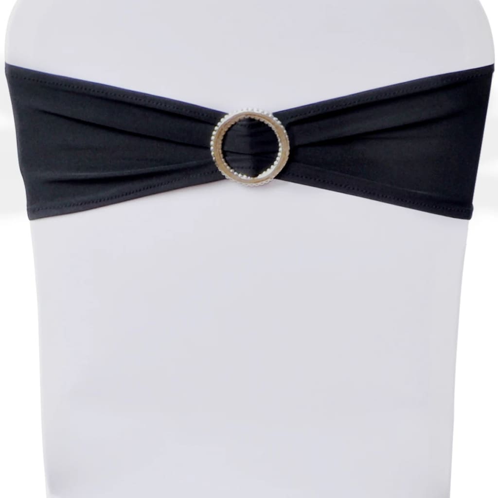 25 x Stuhlschleifen Stretch Schleifenbänder + Diamant Schnalle schwarz