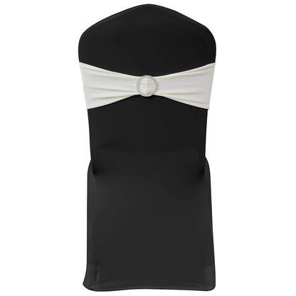 25 x Stretch Stuhlschleifen + Diamant Schnalle cremefarben