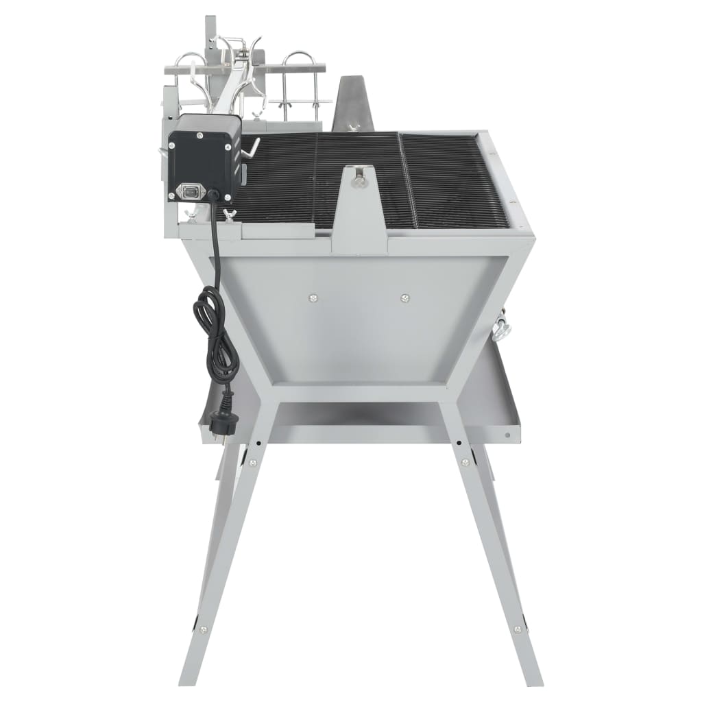 BBQ Grill mit Drehspieß Eisen und Edelstahl