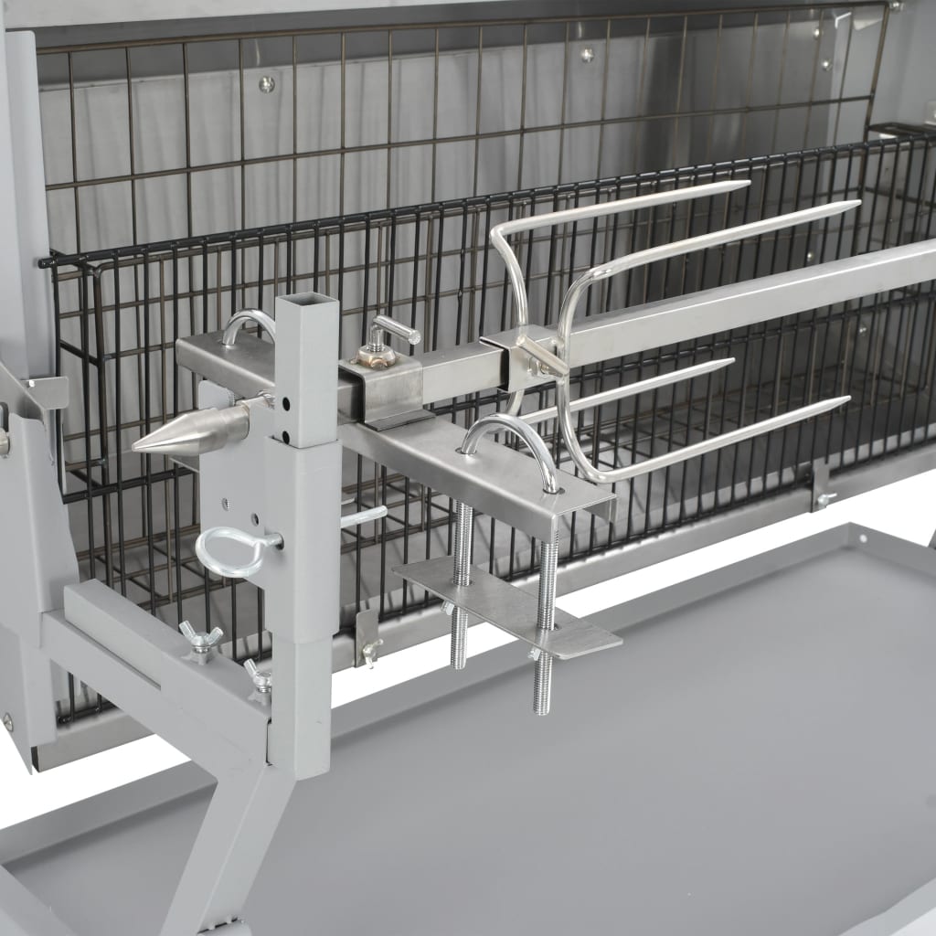 BBQ Grill mit Drehspieß Eisen und Edelstahl