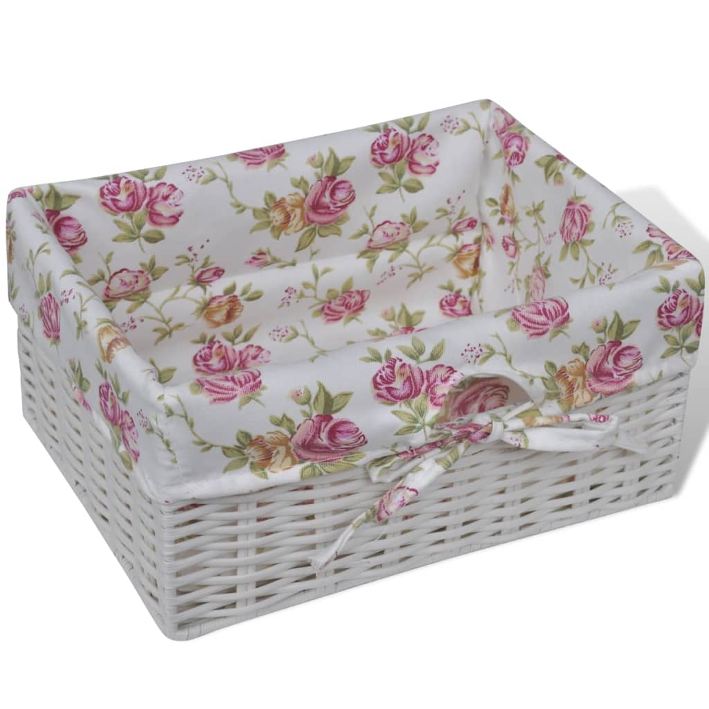 Beistellschrank mit 1 Schublade und 2 Körben Weiß Paulowniaholz