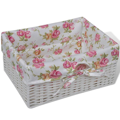 Beistellschrank mit 1 Schublade und 2 Körben Weiß Paulowniaholz