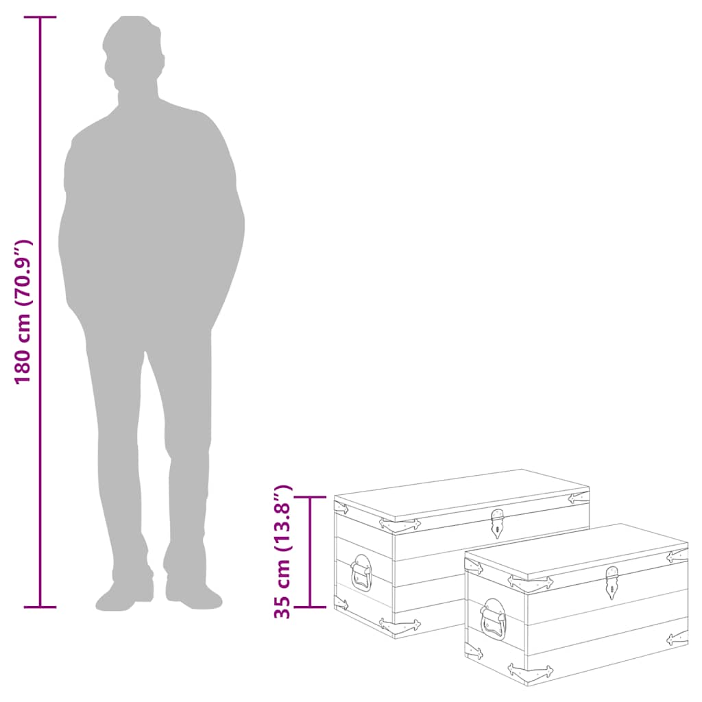 2-tlg. Truhen-Set Raues Mangoholz