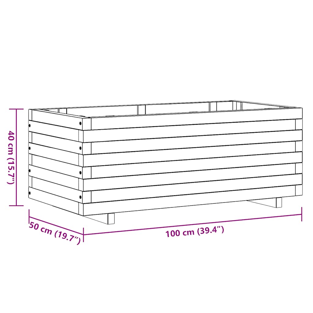 Hochbeet 100x50x40 cm Holz Rechteckig