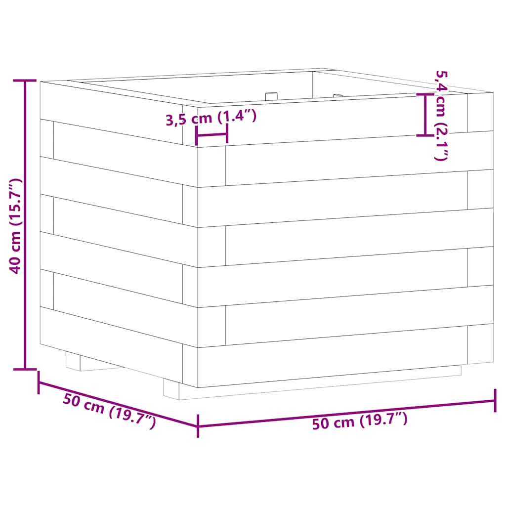 Hochbeet 50x50x40 cm Holz Quadratisch