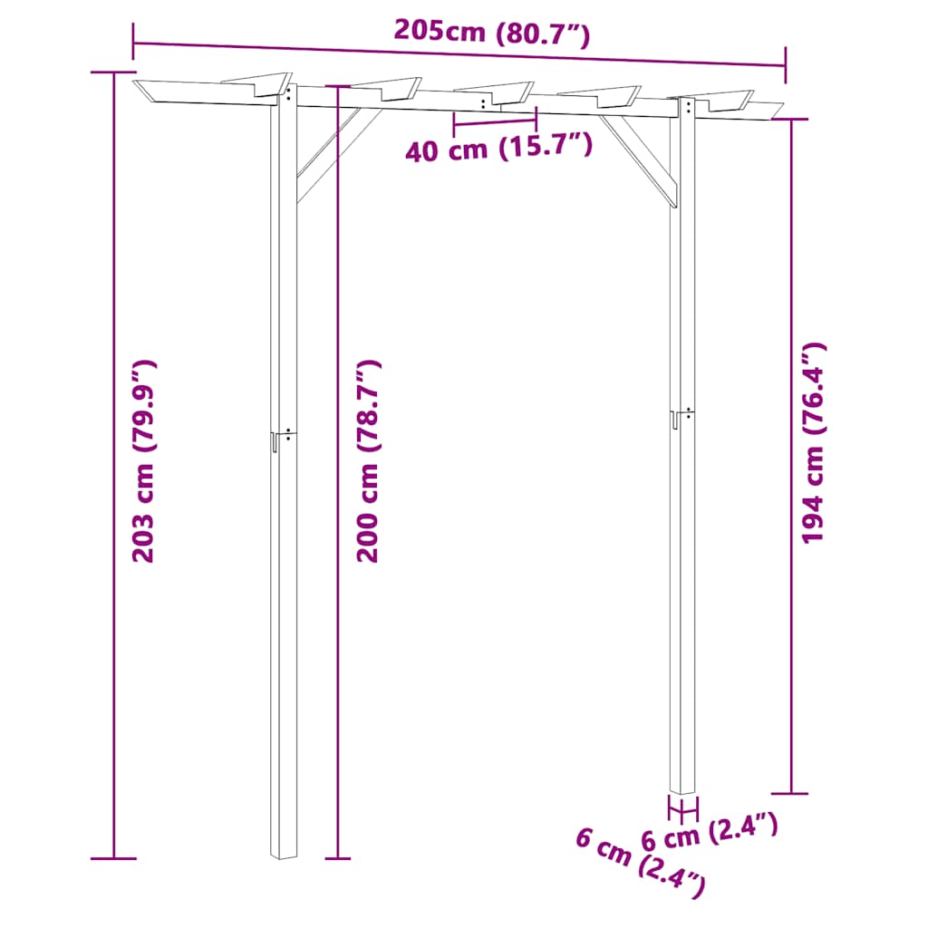 Gartenpergola 205x40x203 cm Holz