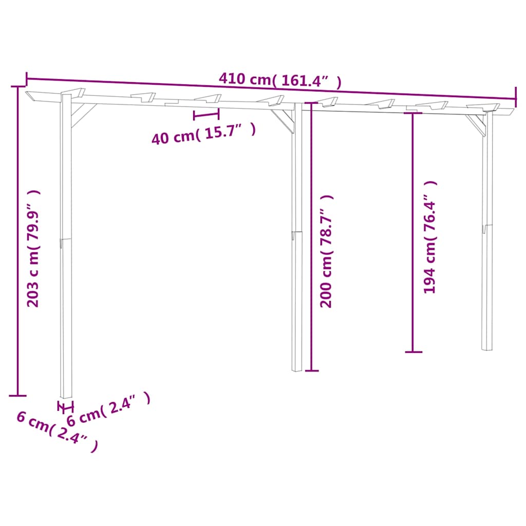 Gartenpergola 410x40x203 cm Holz