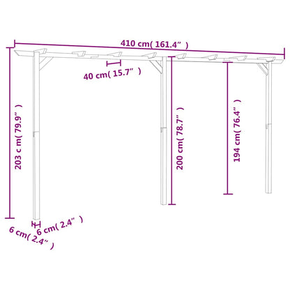Gartenpergola 410x40x203 cm Holz