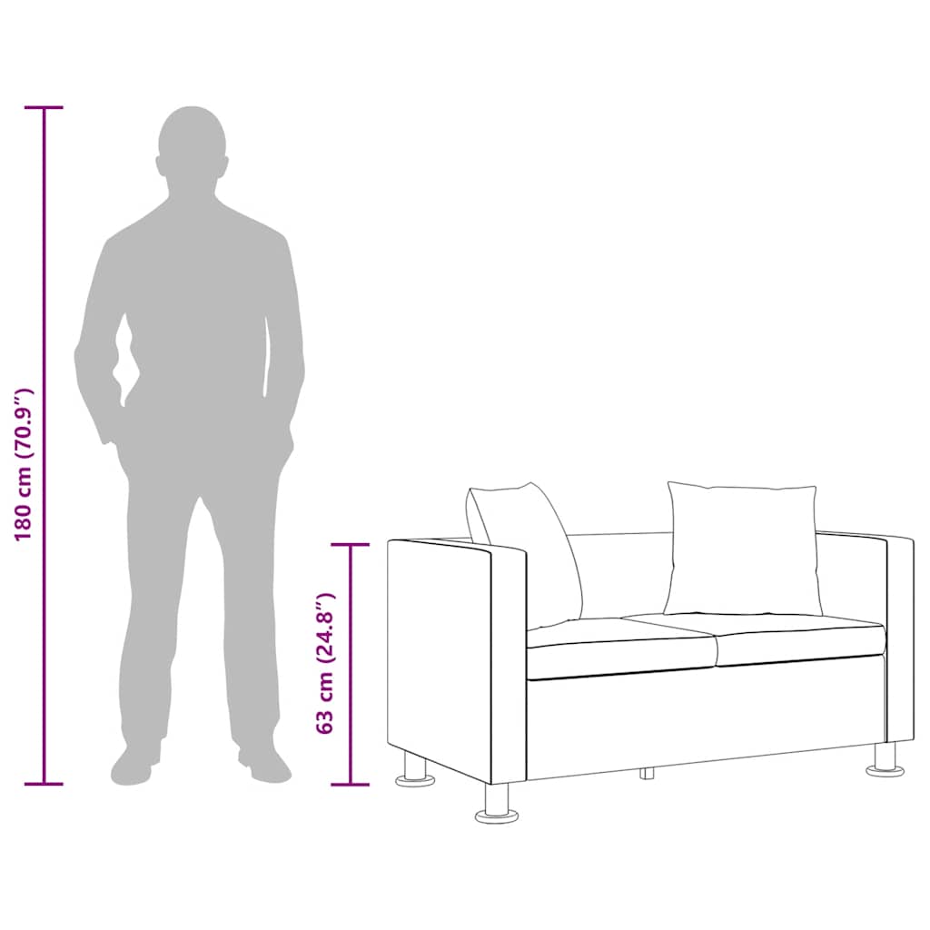 2-Sitzer-Sofa Kunstleder Weiß