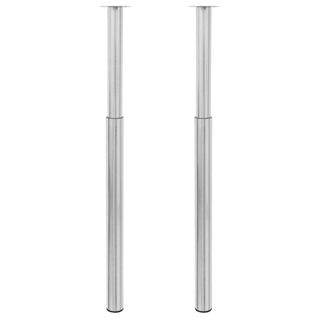 2 x Teleskopfuß Stützfuß Tischbein Nickel gebürstet 710mm-1100mm