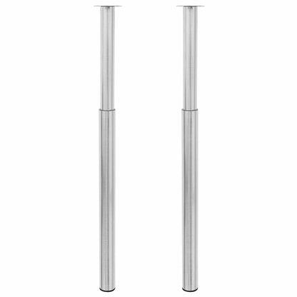 2 x Teleskopfuß Stützfuß Tischbein Nickel gebürstet 710mm-1100mm