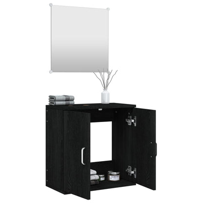 2-tlg. Badmöbel-Set Schwarz Holzwerkstoff