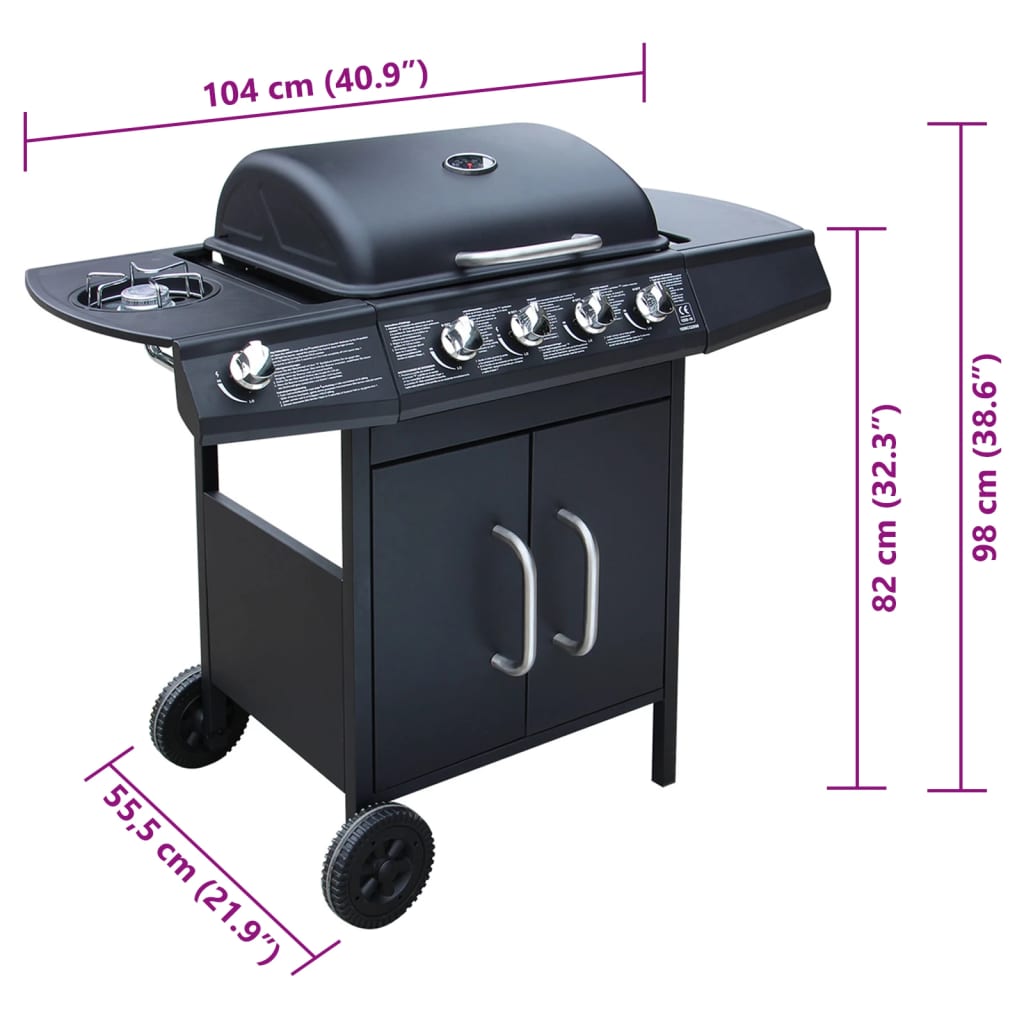 Gasgrill 4+1 Brenner Schwarz