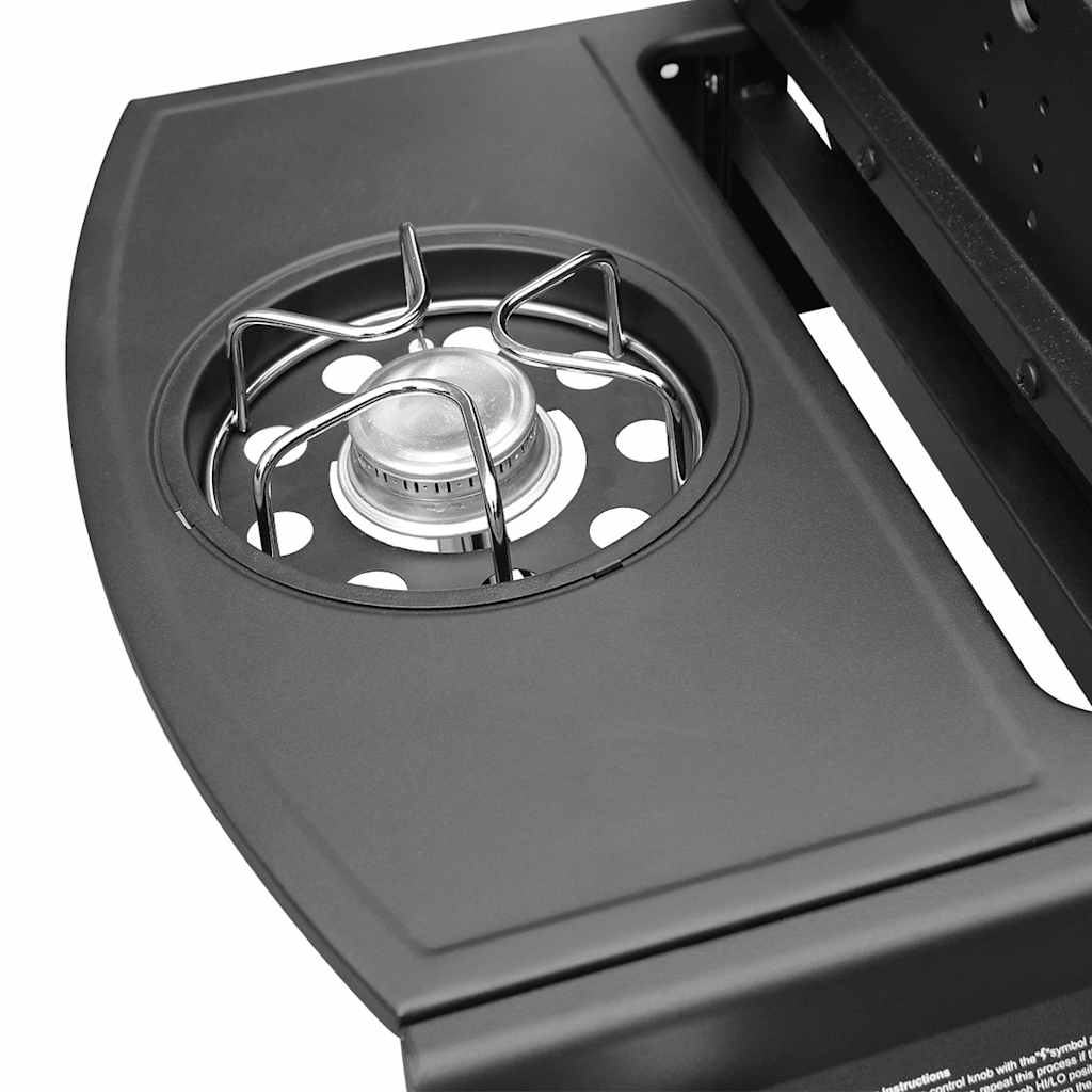 Gasgrill 4+1 Flammen Schwarz und Silbern