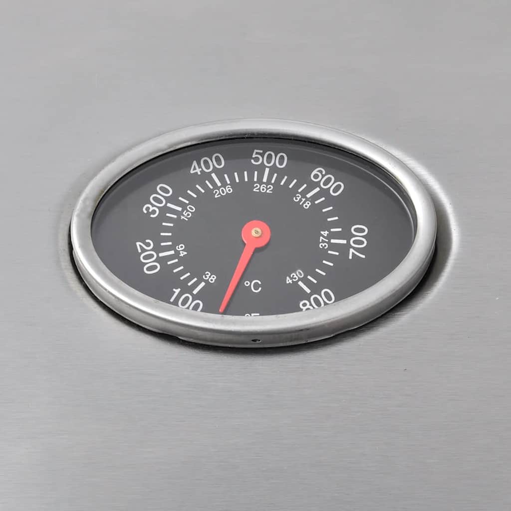 Gasgrill 4+1 Flammen Schwarz und Silbern