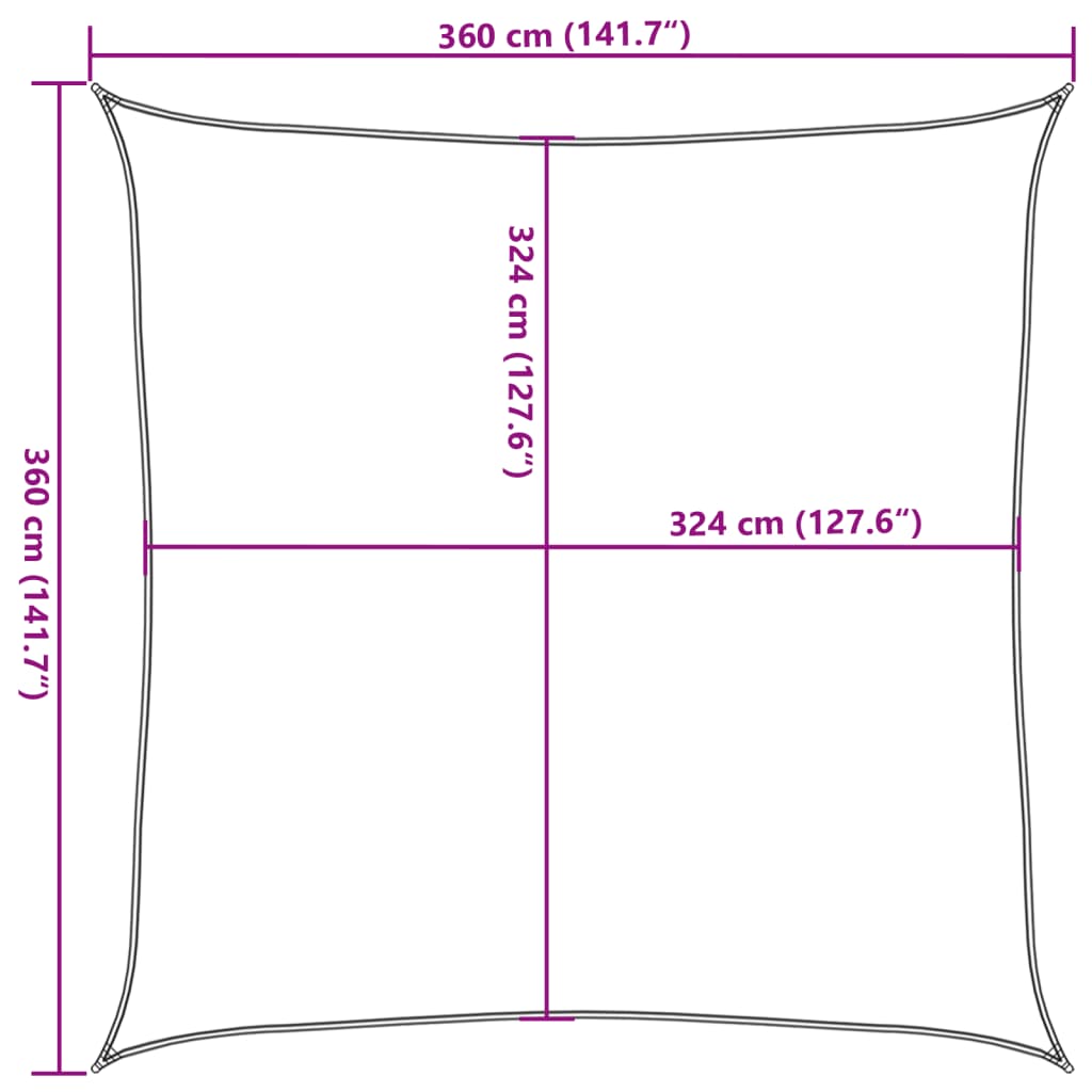 Sonnensegel HDPE Quadrat 3,6x3,6 m Anthrazit