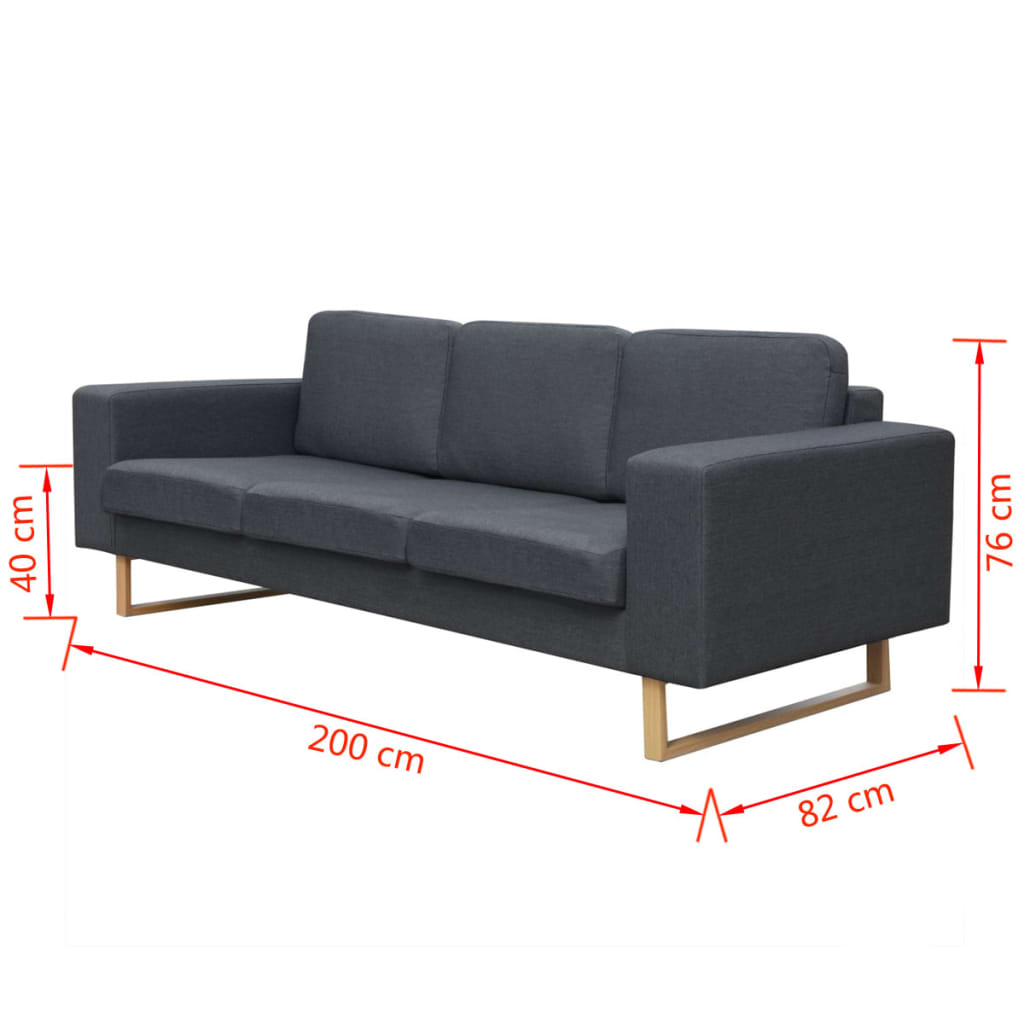2-Sitzer und 3-Sitzer Sofa Set Dunkelgrau