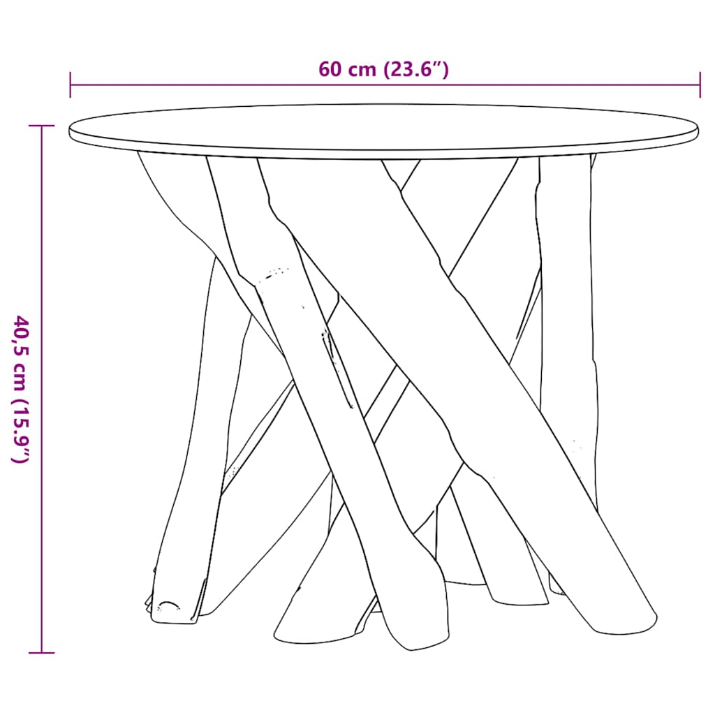 Couchtisch Massivholz Teak Treibholz 60 cm