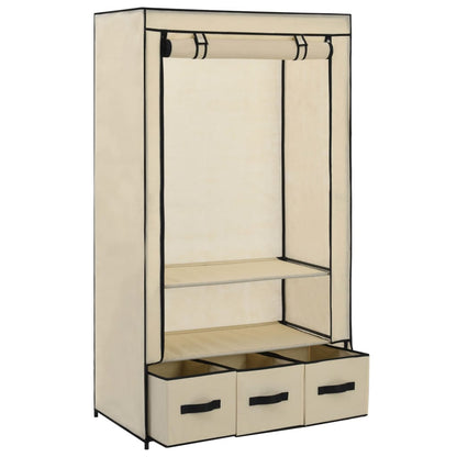 Kleiderschrank Creme 87 x 49 x 159 cm Stoff