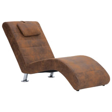 Chaiselongue mit Kissen Braun Wildleder-Optik