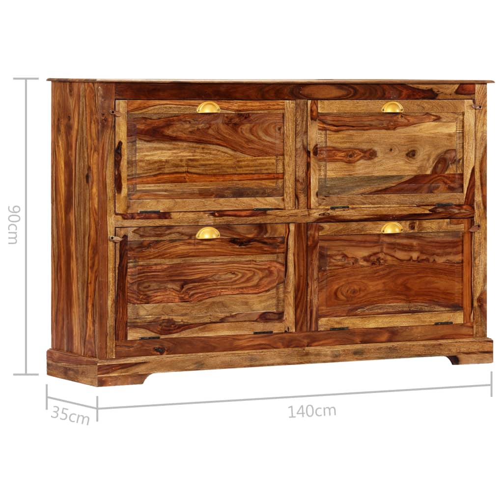 Schuhschrank 140 x 35 x 90 cm Massivholz Akazie