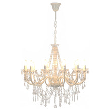 Kronleuchter mit Perlen Weiß 12 x E14-Fassungen