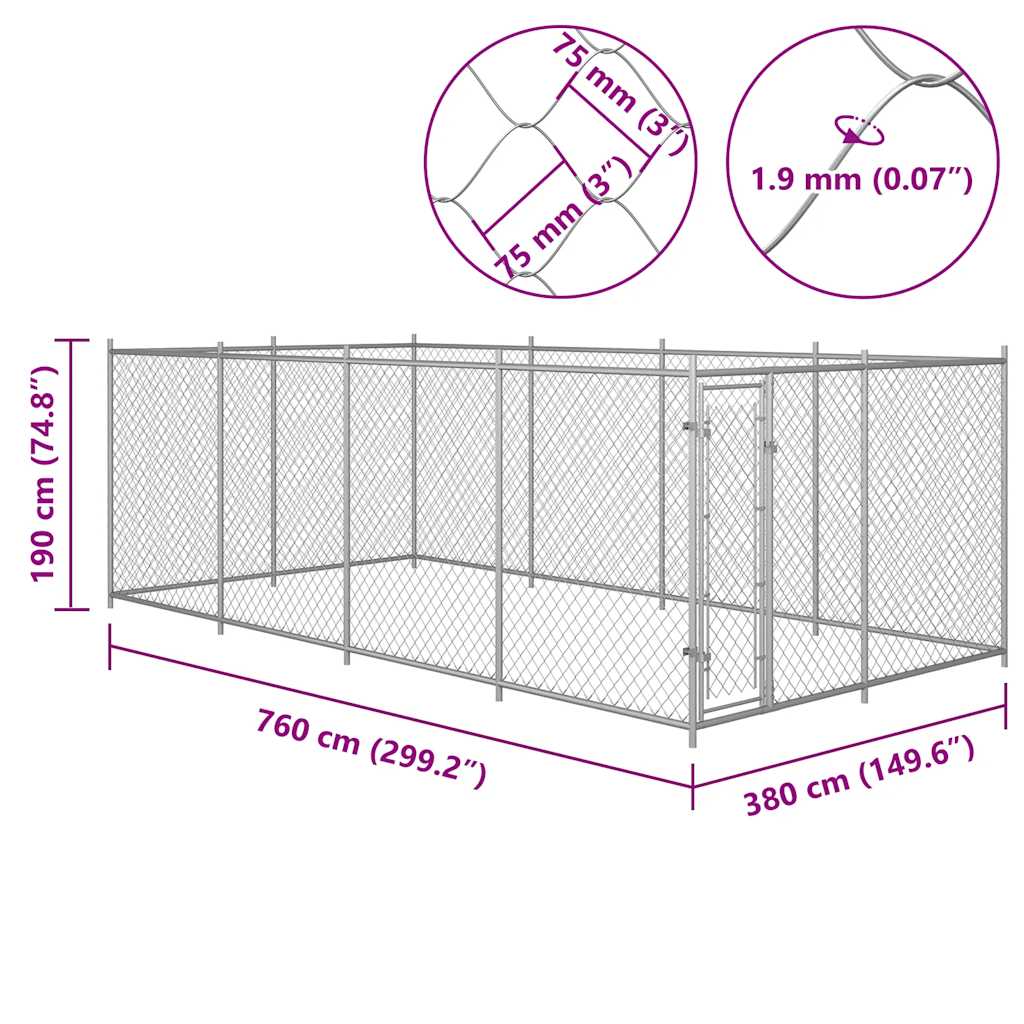 Outdoor-Hundezwinger 7,6x3,8x1,9 m
