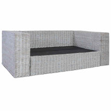 2-Sitzer-Sofa mit Kissen Grau Natürliches Rattan