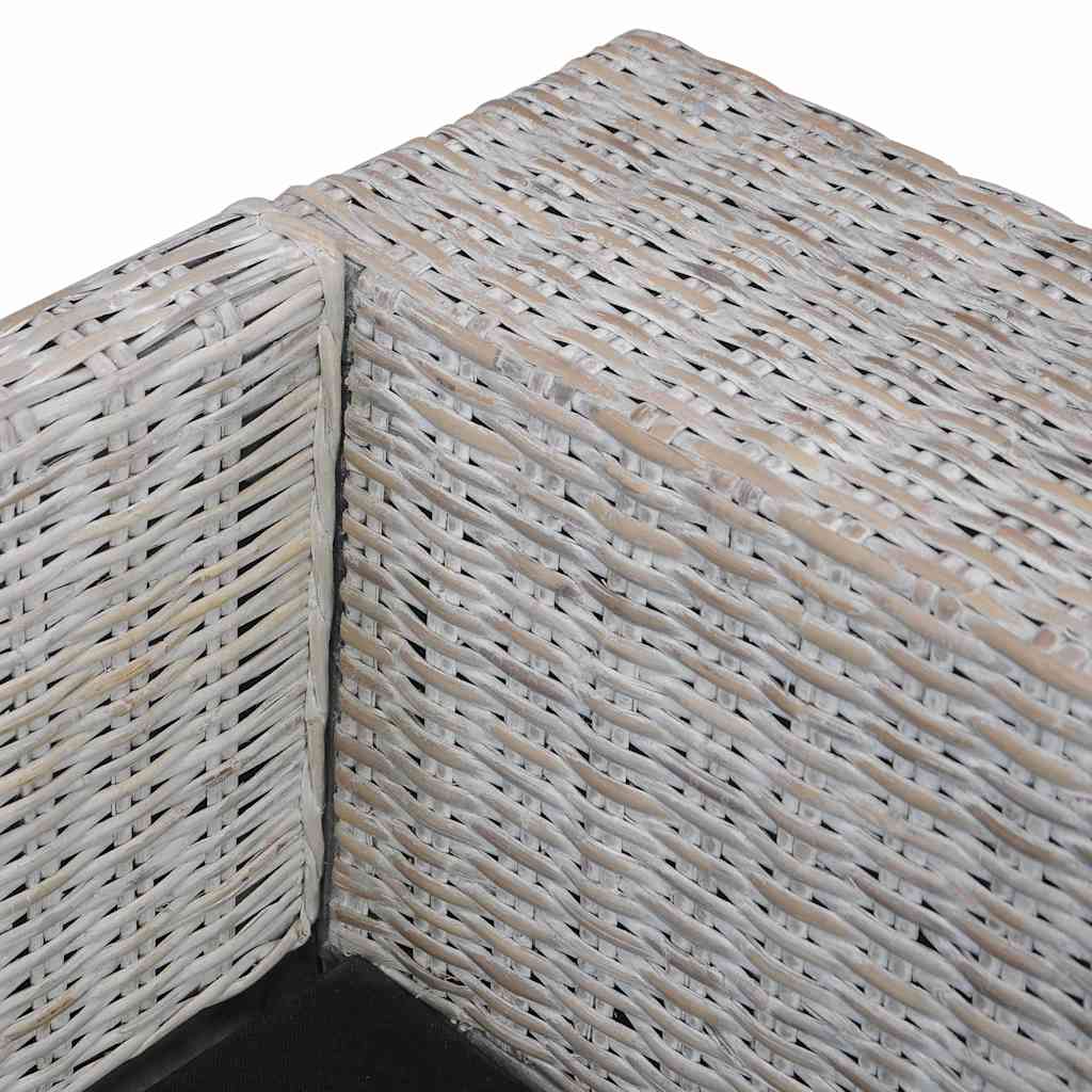 2-Sitzer-Sofa mit Kissen Grau Natürliches Rattan