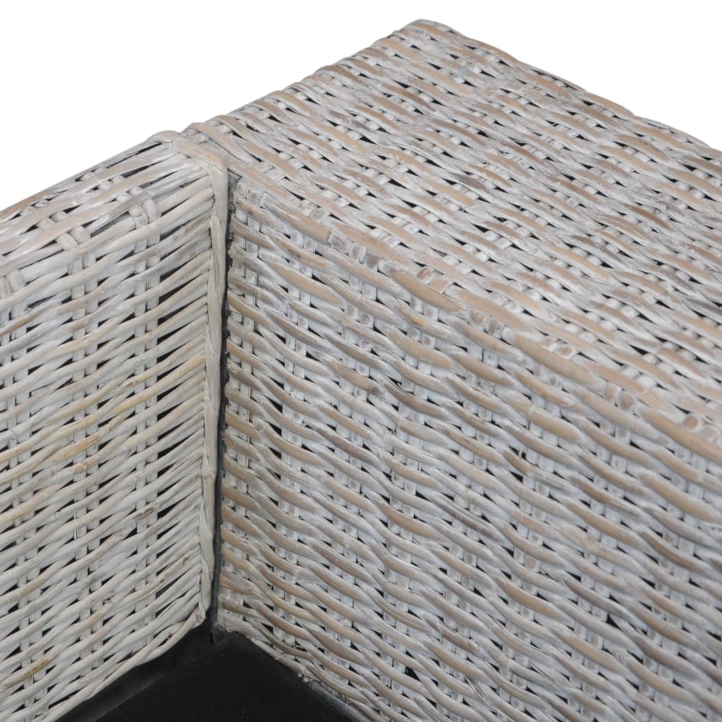 3-Sitzer-Sofa mit Kissen Grau Natürliches Rattan